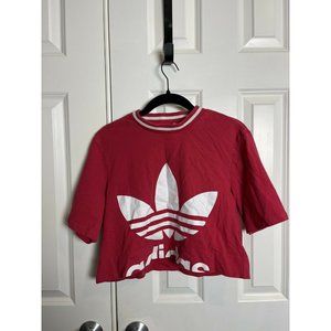 adidas cropped tee Big Trefoil Logo Women Shirt Red Size Small